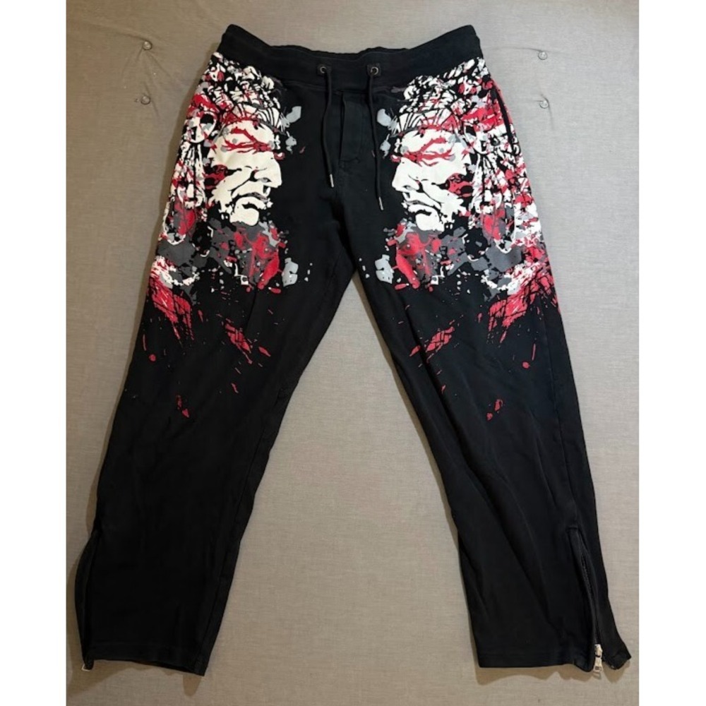 Hustle Gang Chief Pants Adult 2XL Black‎ Logo Drawstring Sweat Zip Pants 36x28